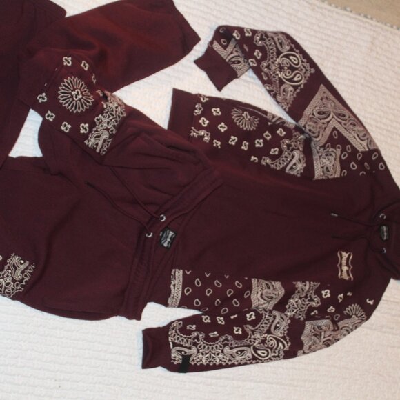 Dogg Supply by Snoop Dogg HOODIE and PANTS Maroon Paisley Sweatsuit Men’s Sz M - Picture 1 of 8